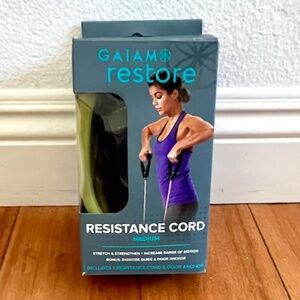 NWT GAIAM RESTORE CORD RESISTANCE BAND, SIZE MEDIUM, BLACK/GREEN